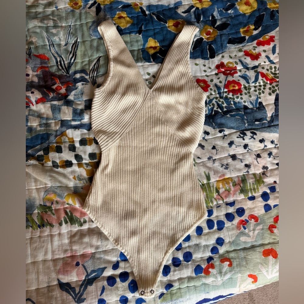 Abercrombie & Fitch Cream Ribbed Bodysuit